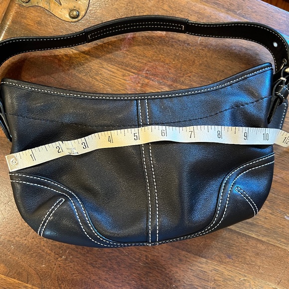 Coach Purse - Black with white stitching - Picture 9 of 11